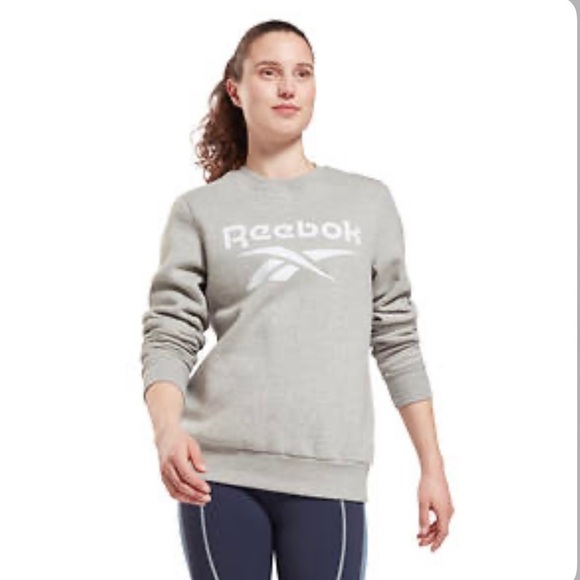 Reebok Tops - Reebok Identity Big Logo Fleece Crew Sweatshirt Sz L